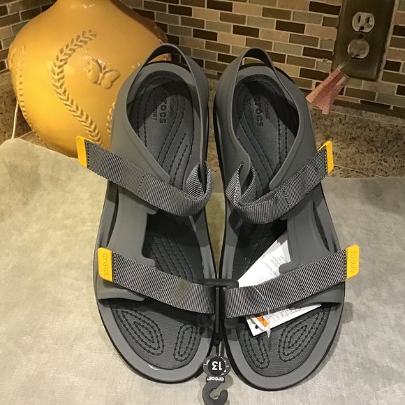 NWT MEN\'S GREY CROCS VELCRO FASTENERS SIZE 13 main image 4